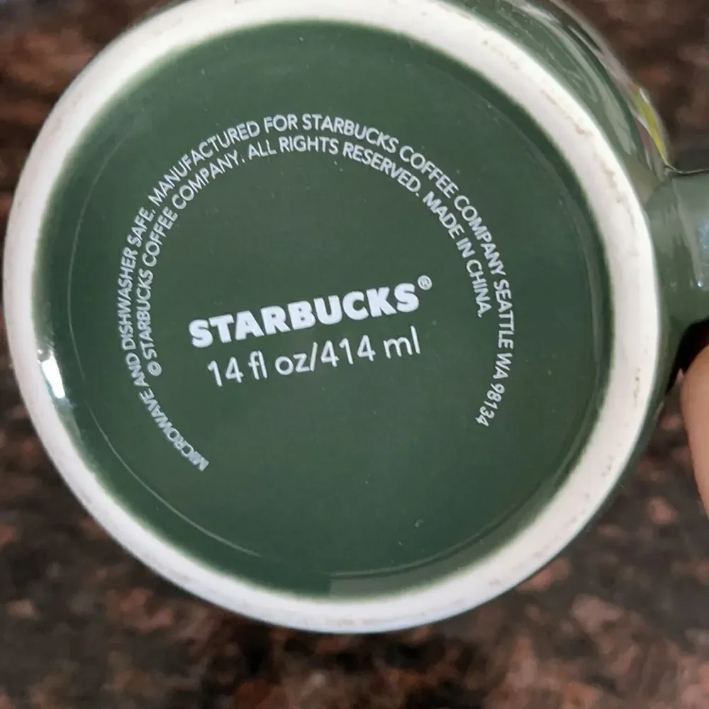 Starbucks Green Holiday Mug 14oz Snowflakes